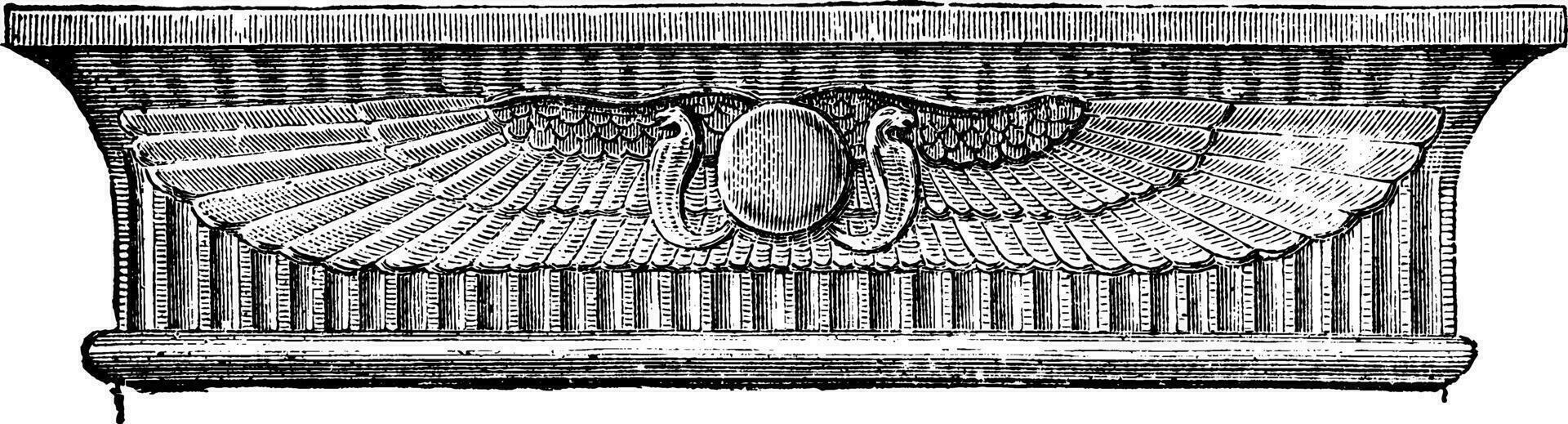 arkitrav av entablature över dörröppning, bra tempel, årgång gravyr. vektor