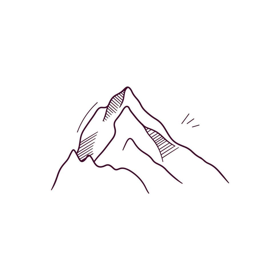 Hand gezeichnet Illustration von Berg Symbol. Gekritzel Vektor skizzieren Illustration
