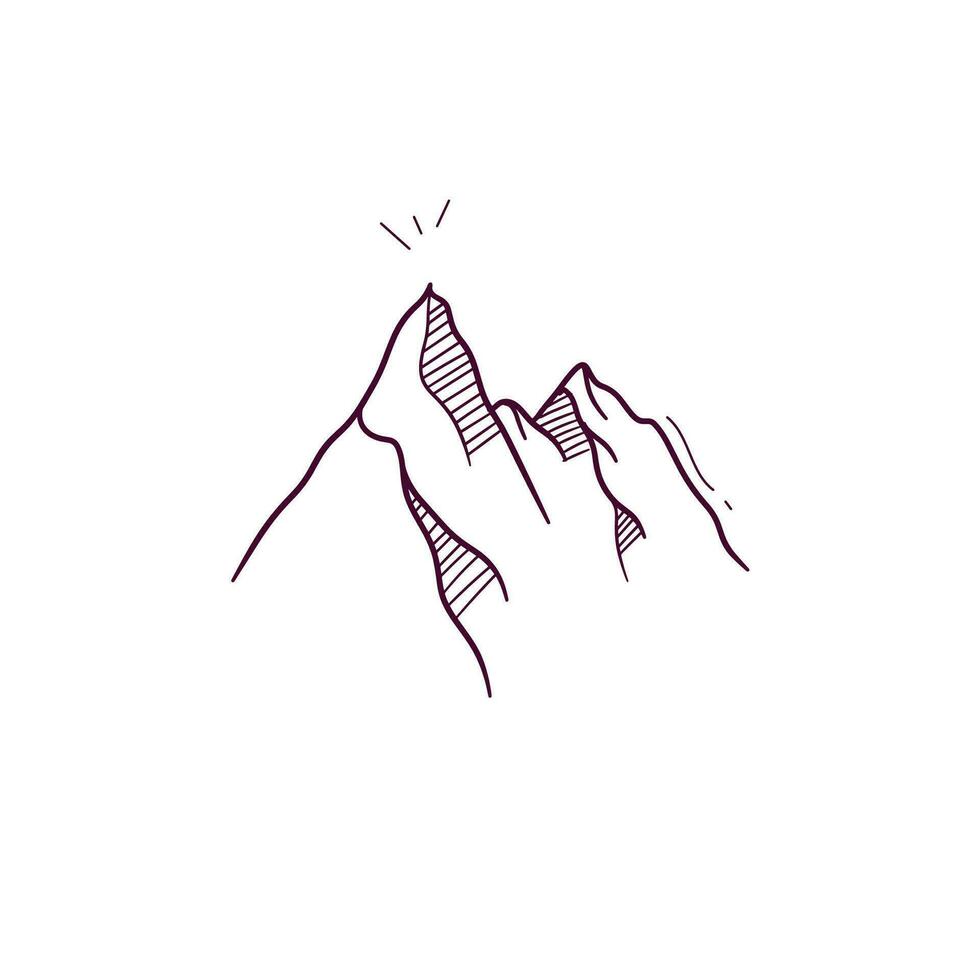 Hand gezeichnet Illustration von Berg Symbol. Gekritzel Vektor skizzieren Illustration