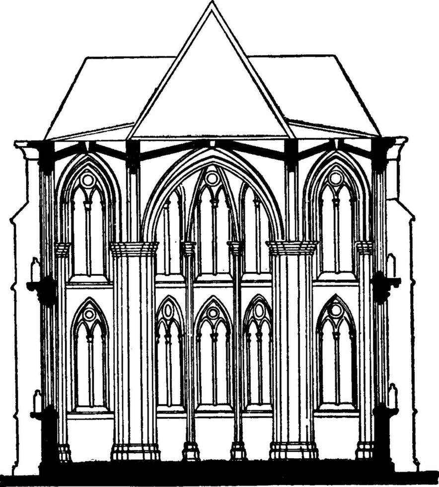 Fan-Maßwerk von Kreuzgänge von Gloucester Dom, Kathedrale Kirche von st. Peter, Jahrgang Gravur. vektor