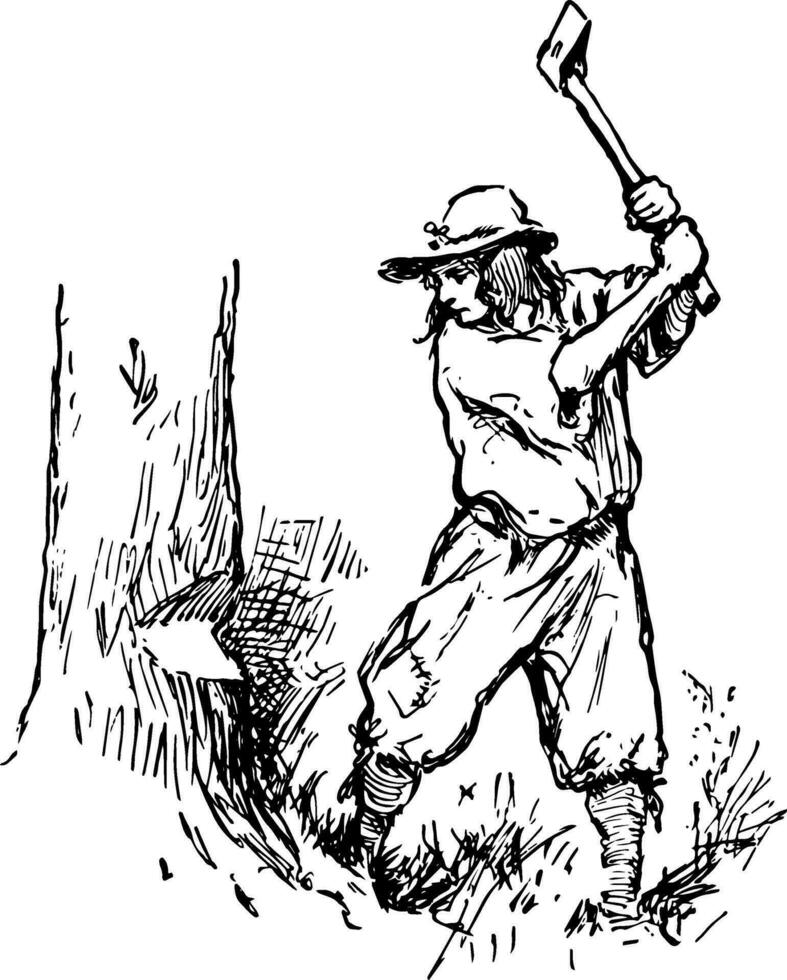 skogsarbetare, årgång illustration vektor