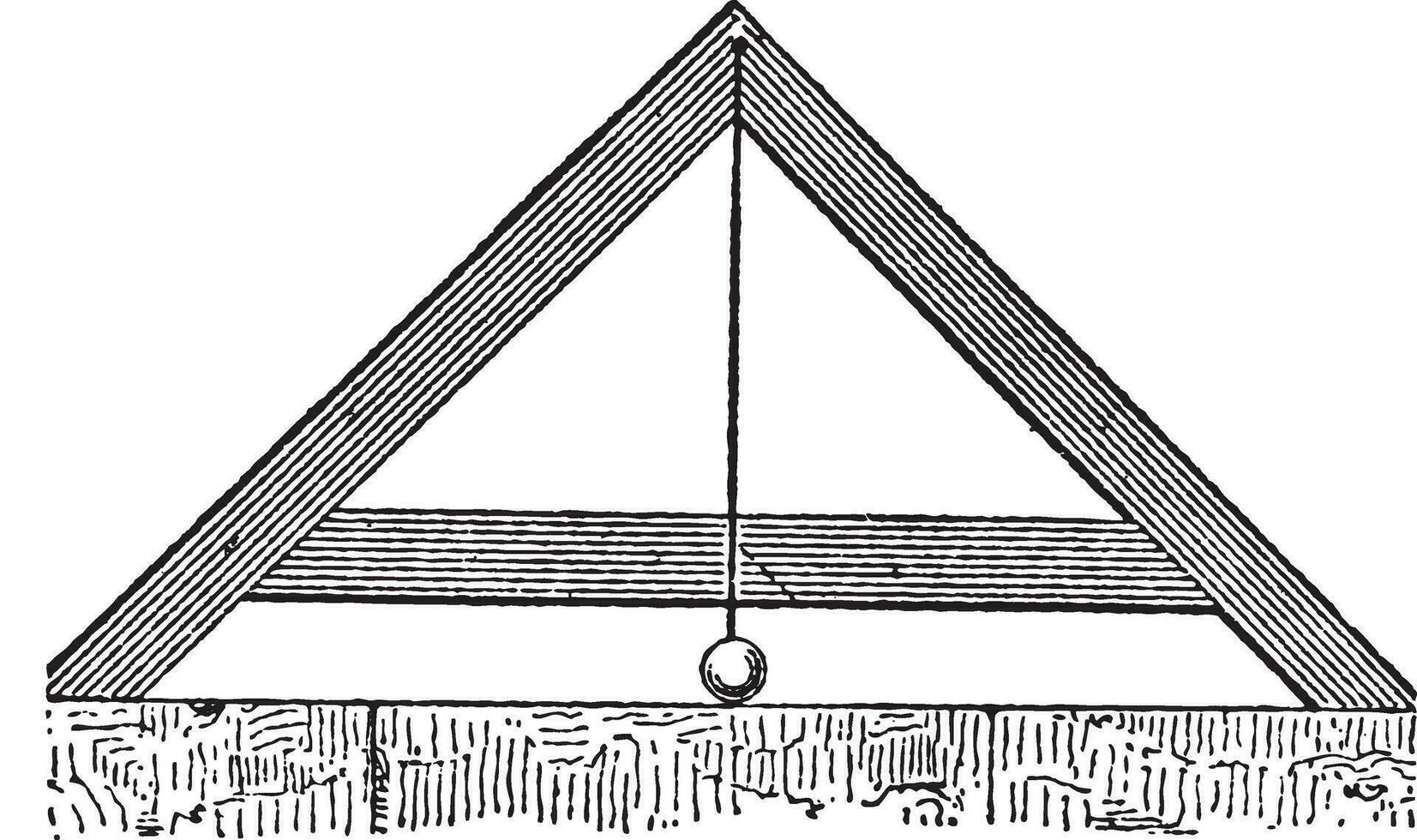 bestämmande de nivå av de ben av en triangel- ram använder sig av en pendel, årgång gravyr vektor