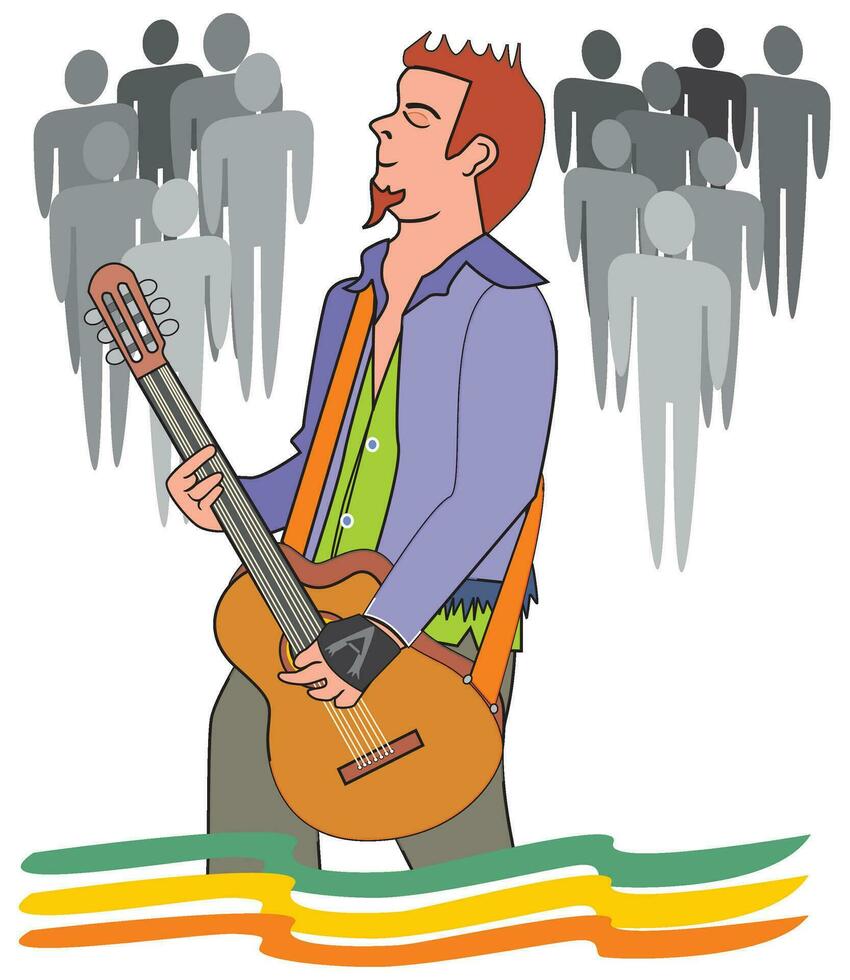 man spelar de gitarr, illustration vektor