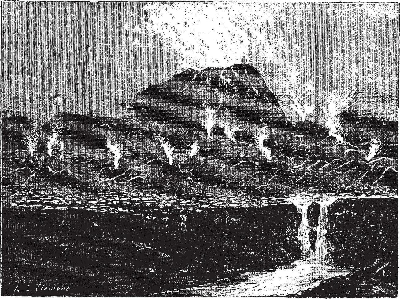 el Jorullo, ein Asche Kegel Vulkan, Jahrgang Gravur. vektor