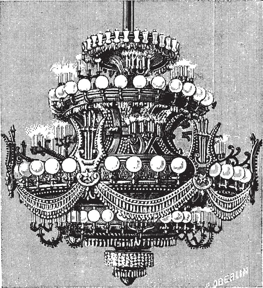 Leuchter von das Oper von Paris, Jahrgang Gravur. vektor