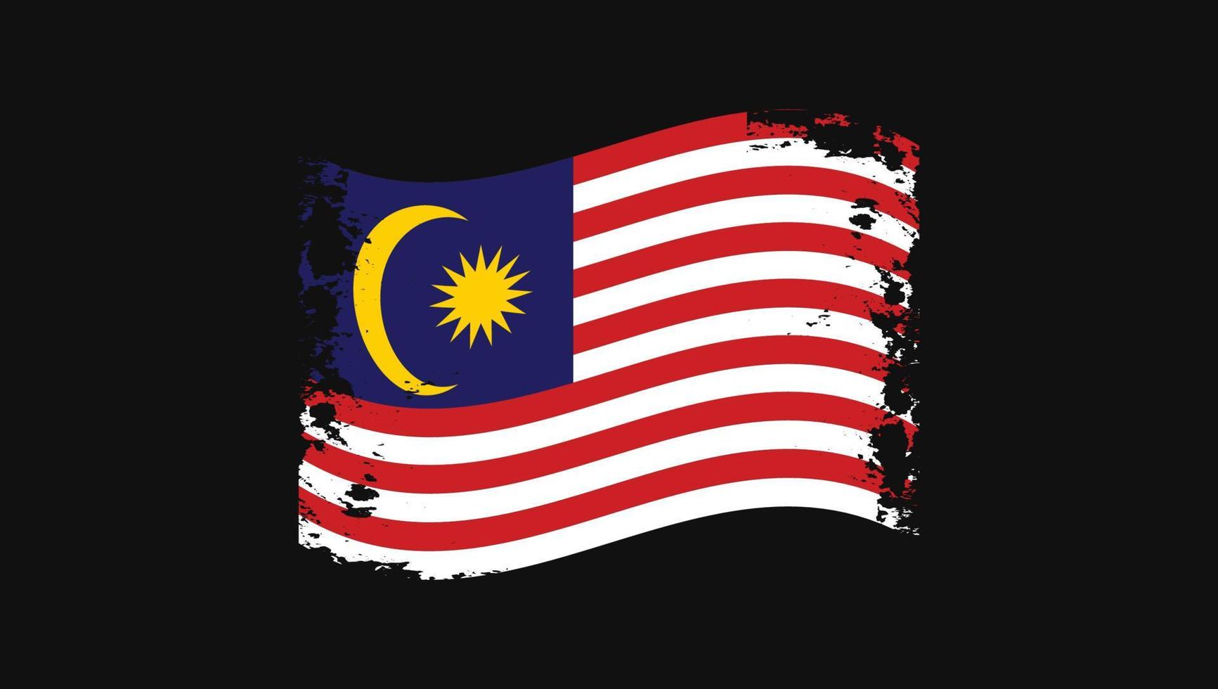 Malaysia flagga transparent målad pensel vektor