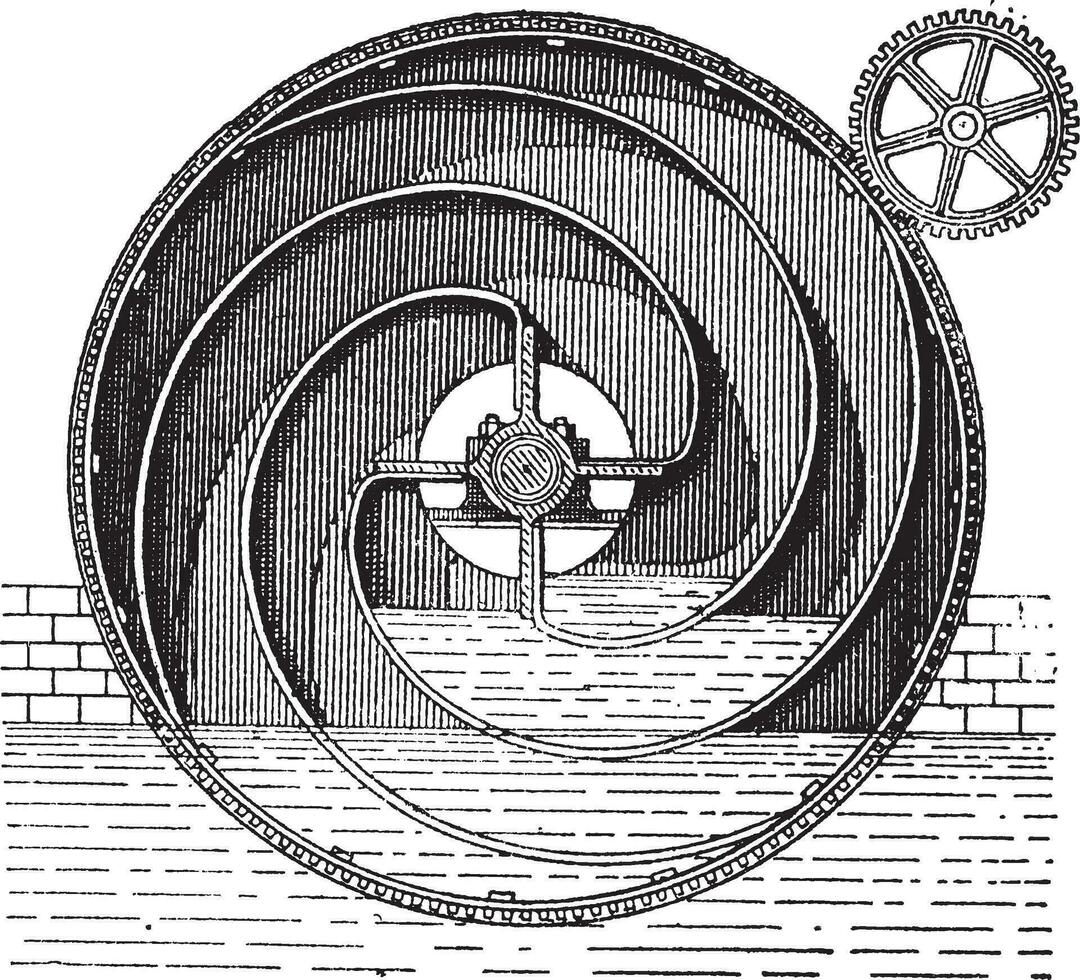 Turbine Rad, Jahrgang Gravur. vektor