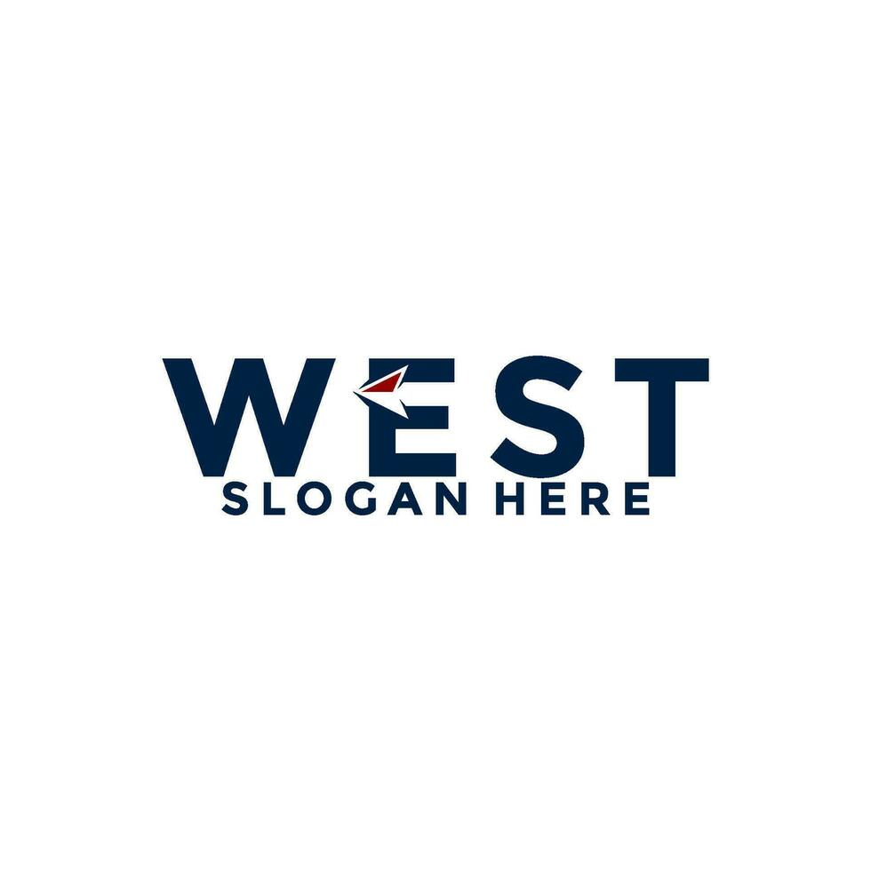 Westen Brief Logo mit Pfeil, Kompass Logo Design Vektor Vorlage