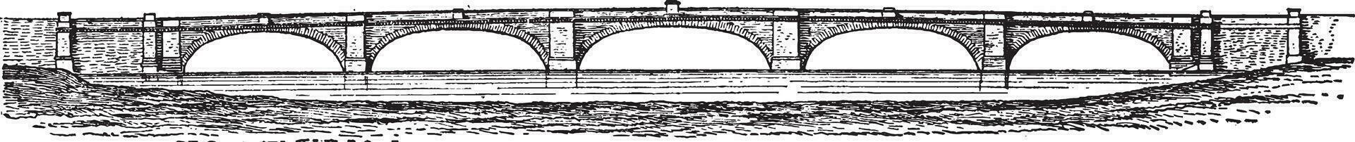 London Neu Brücke, Jahrgang Illustration. vektor