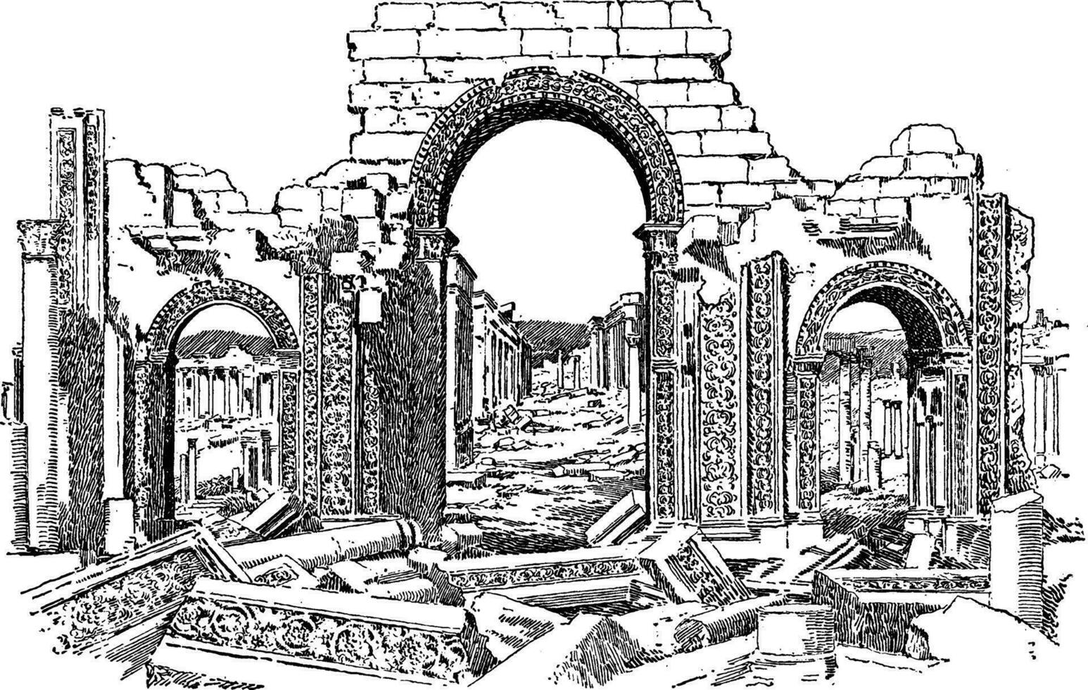 Ruinen von Palmyra, Jahrgang Illustration. vektor