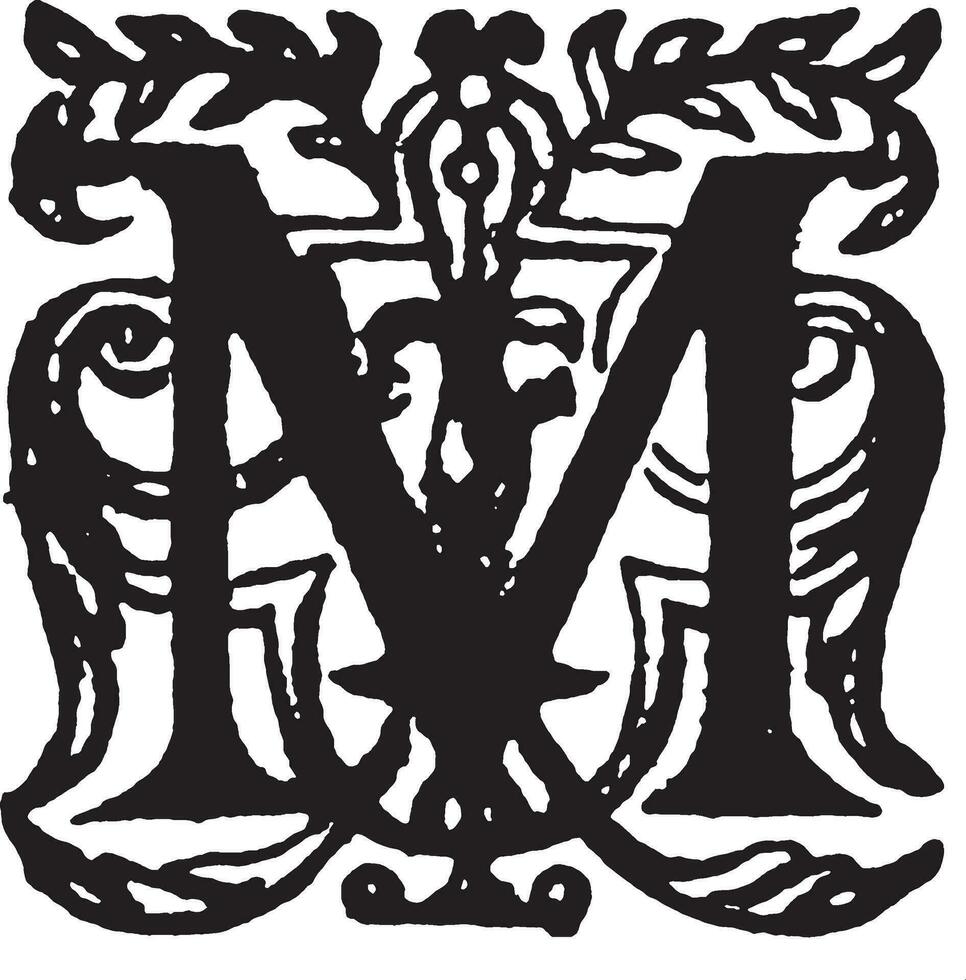 M, aufwendig Initial, Jahrgang Illustration vektor