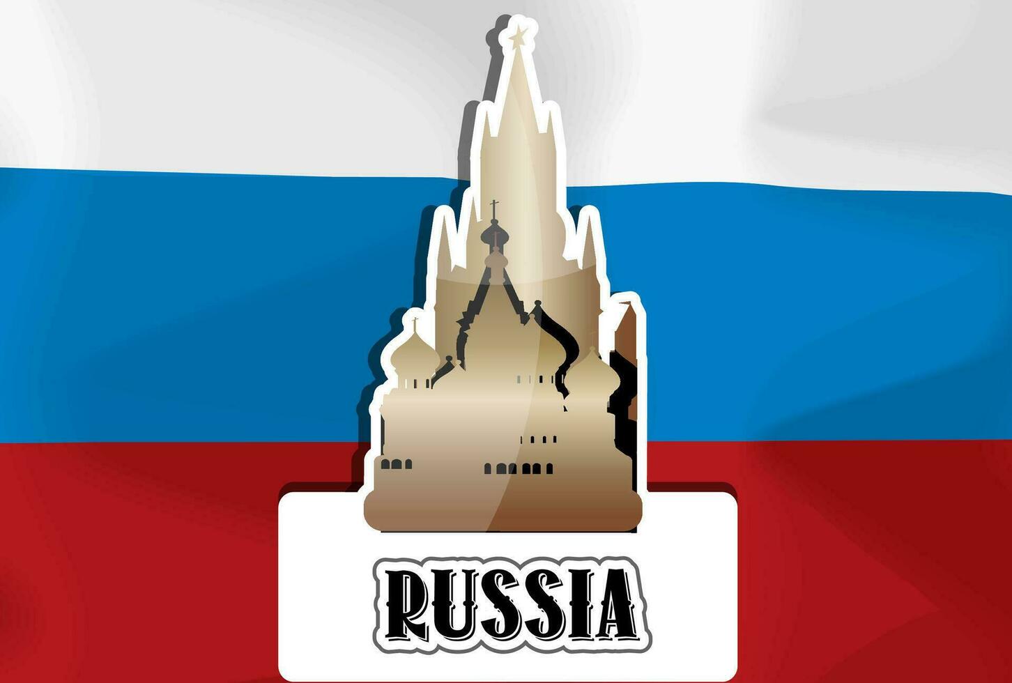 das Russisch Flagge mit ein Turm im das Hintergrund vektor