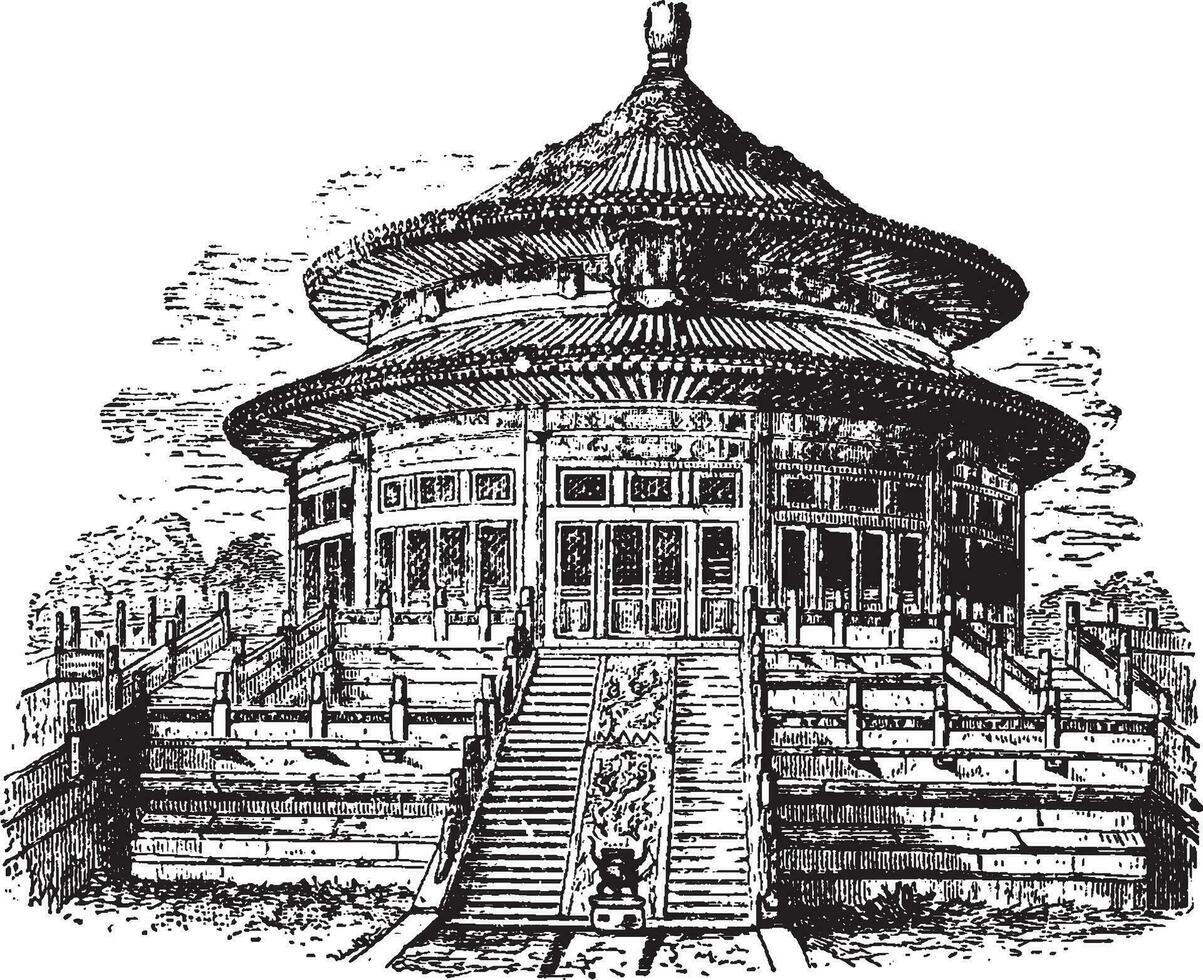 Landwirtschaft Tempel, Jahrgang Illustration. vektor