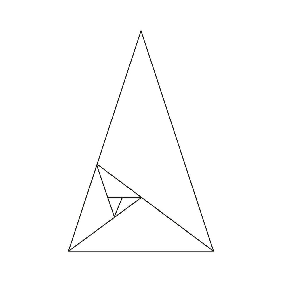 gyllene förhållande mall. metod gyllene sektion. Fibonacci array, tal. harmoni proportioner logotyp. gyllene förhållande triangel. översikt grafisk illustration. abstrakt vektor enkel bakgrund.