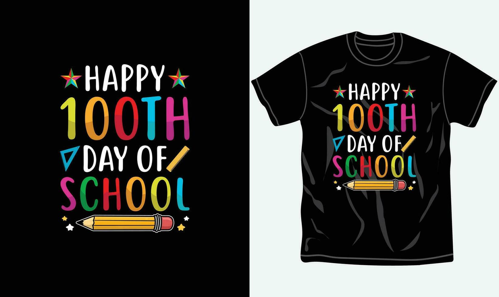 Lycklig 100:e dag av skola t-shirt design, typografi, slogan. vektor