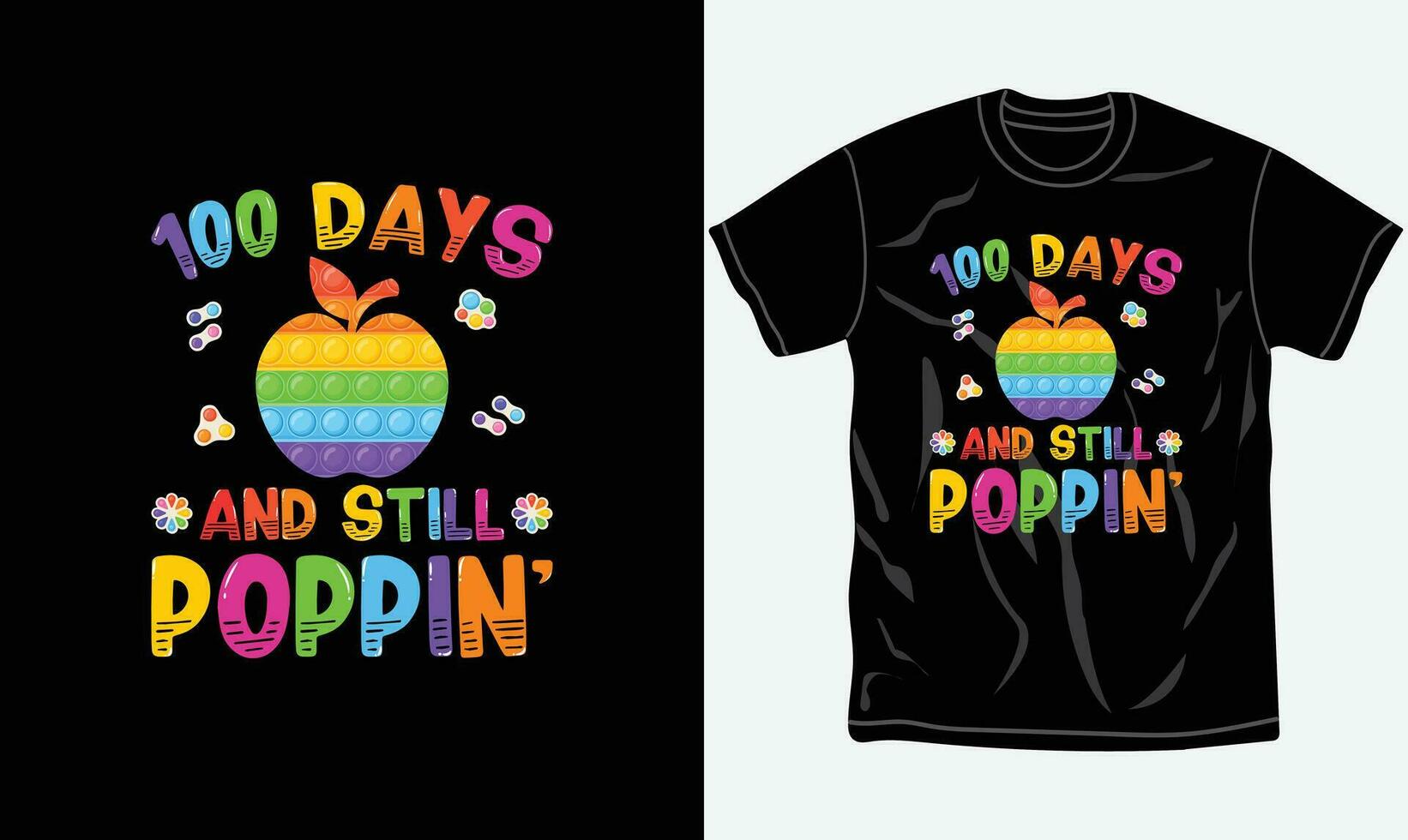 100 dagar och fortfarande poppin, 100 dagar av skola t-shirt design, typografi, slogan. vektor