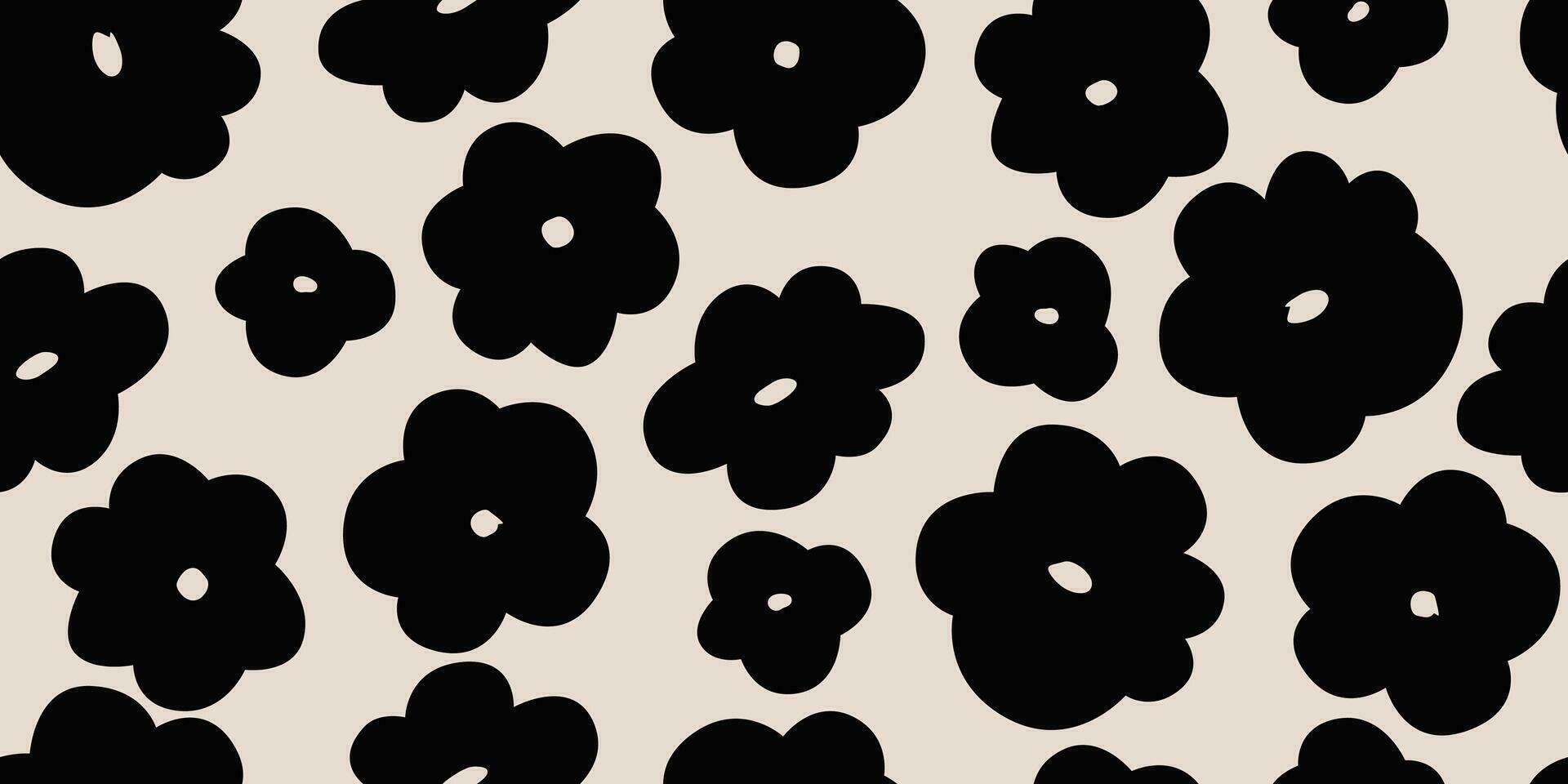 Blume nahtlos Hintergrund. minimalistisch abstrakt Blumen- Muster. modern drucken im schwarz und Weiß Hintergrund. Ideal zum Textil- Design, Hintergrund, Abdeckungen, Karten, Einladungen und Plakate. vektor