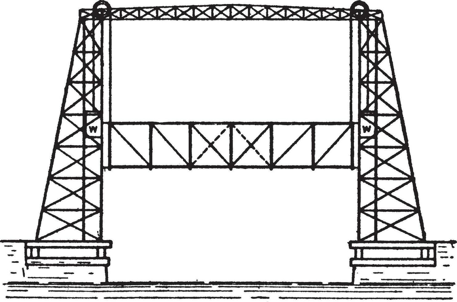vertikal hiss bro, årgång illustration. vektor