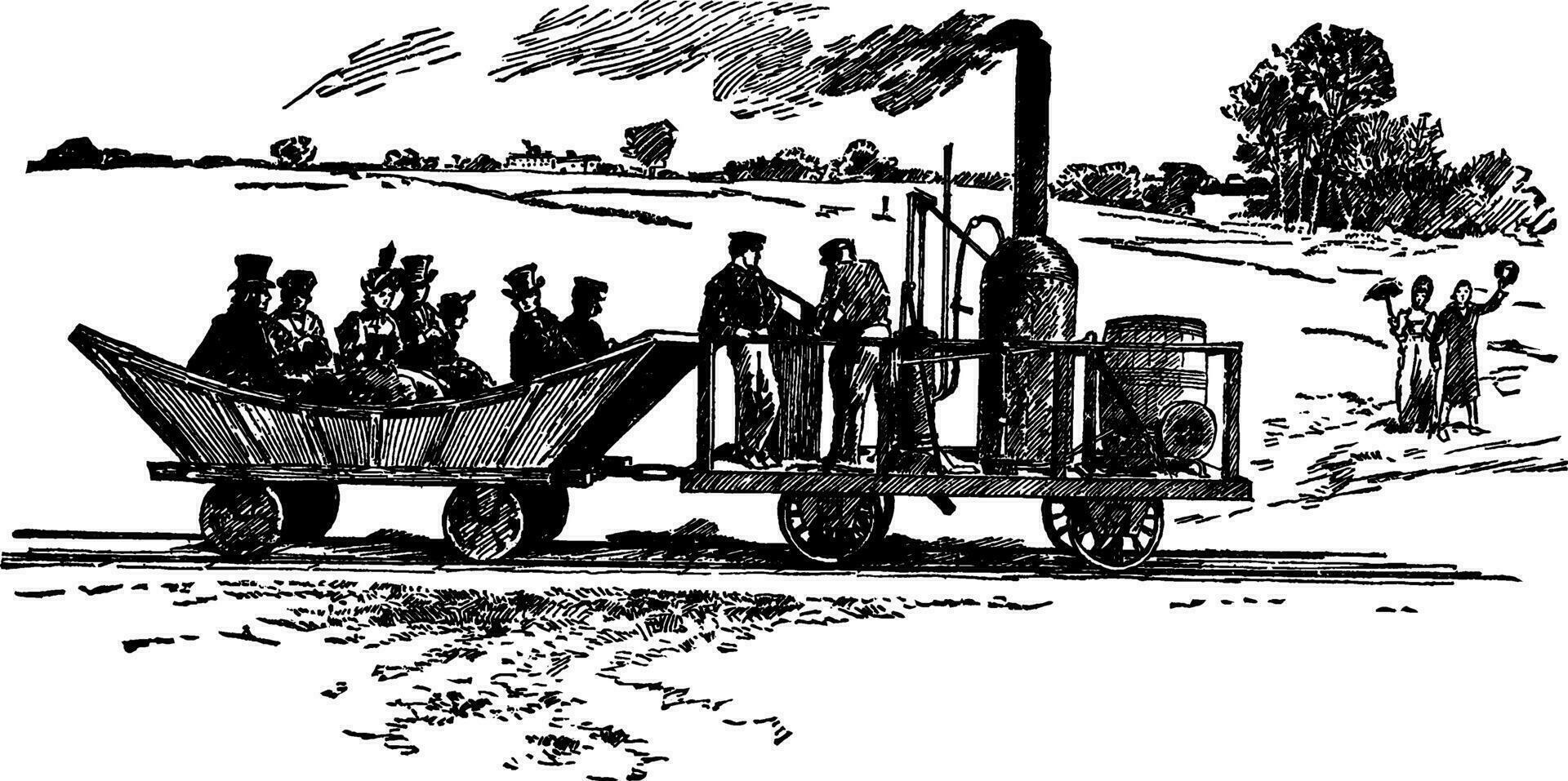 Peter tunnbindare tåg, årgång illustration. vektor