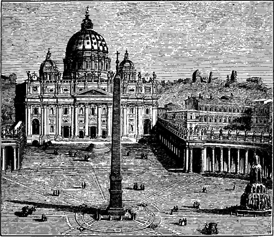 st Peter Kirche und Vatikan Palast im Rom, Jahrgang Illustration. vektor