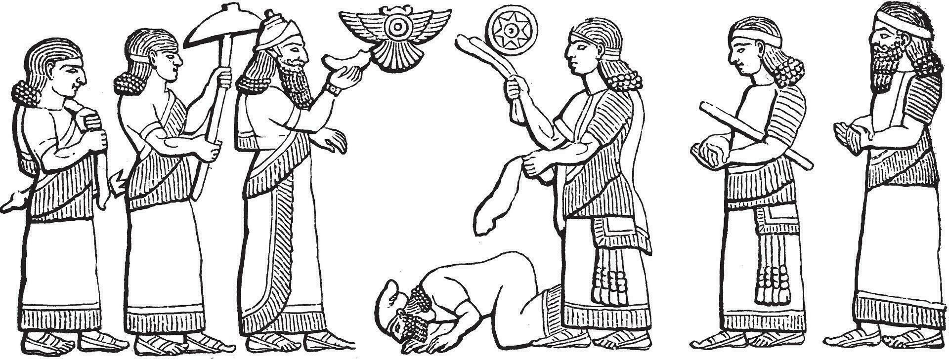 Reihe 1 von Hieroglyphen, Jahrgang Illustration vektor