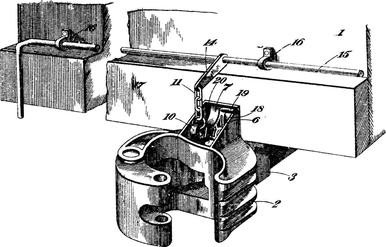 Mechanismus verbinden rollen Auto Koppler, Jahrgang Illustration. vektor