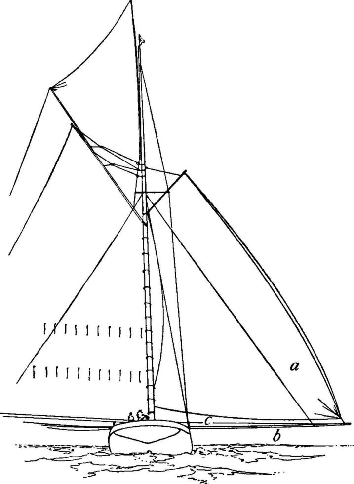 skugga segla, årgång illustration. vektor