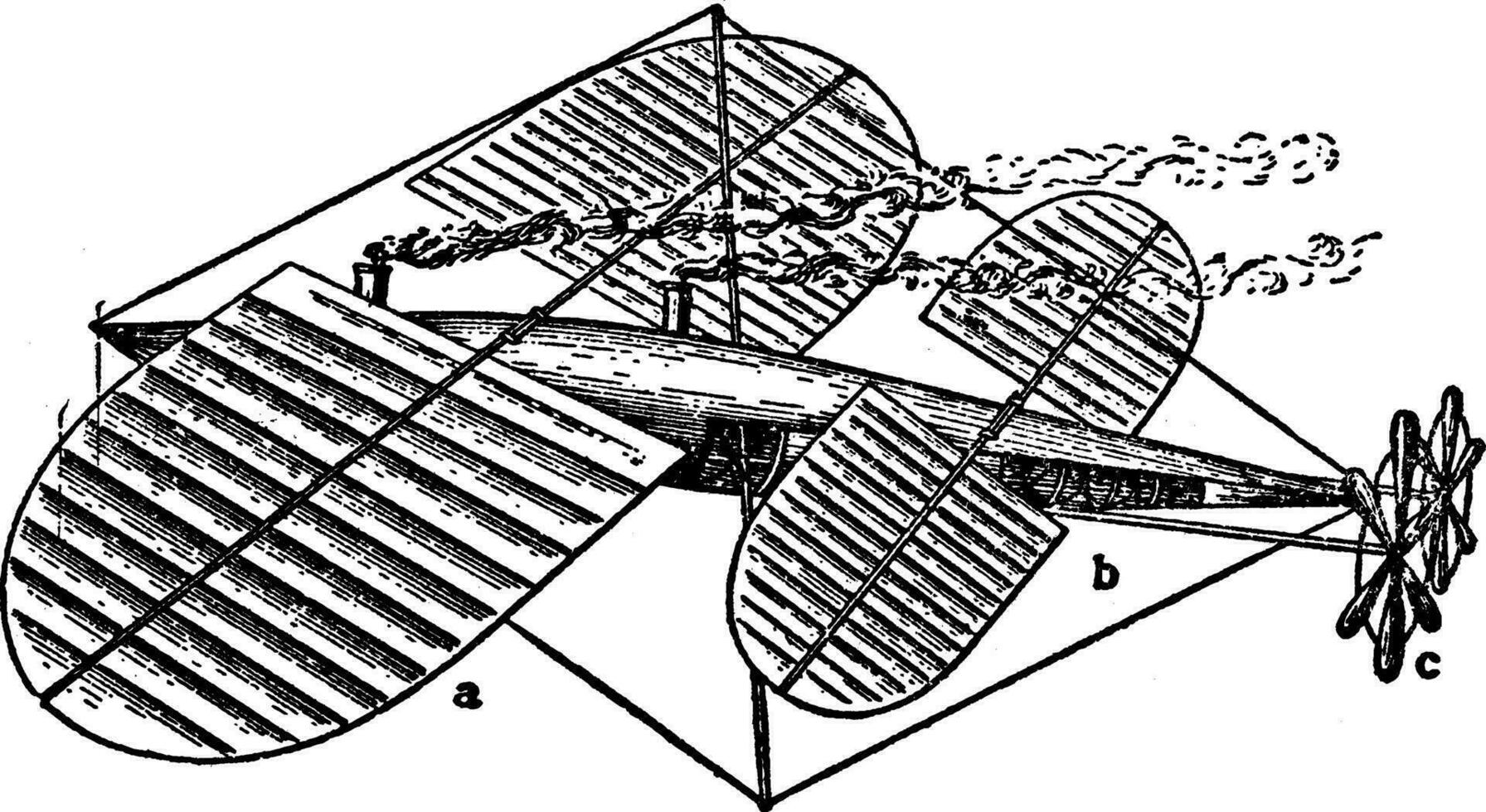 Langley fliegend Maschine, Jahrgang Illustration. vektor
