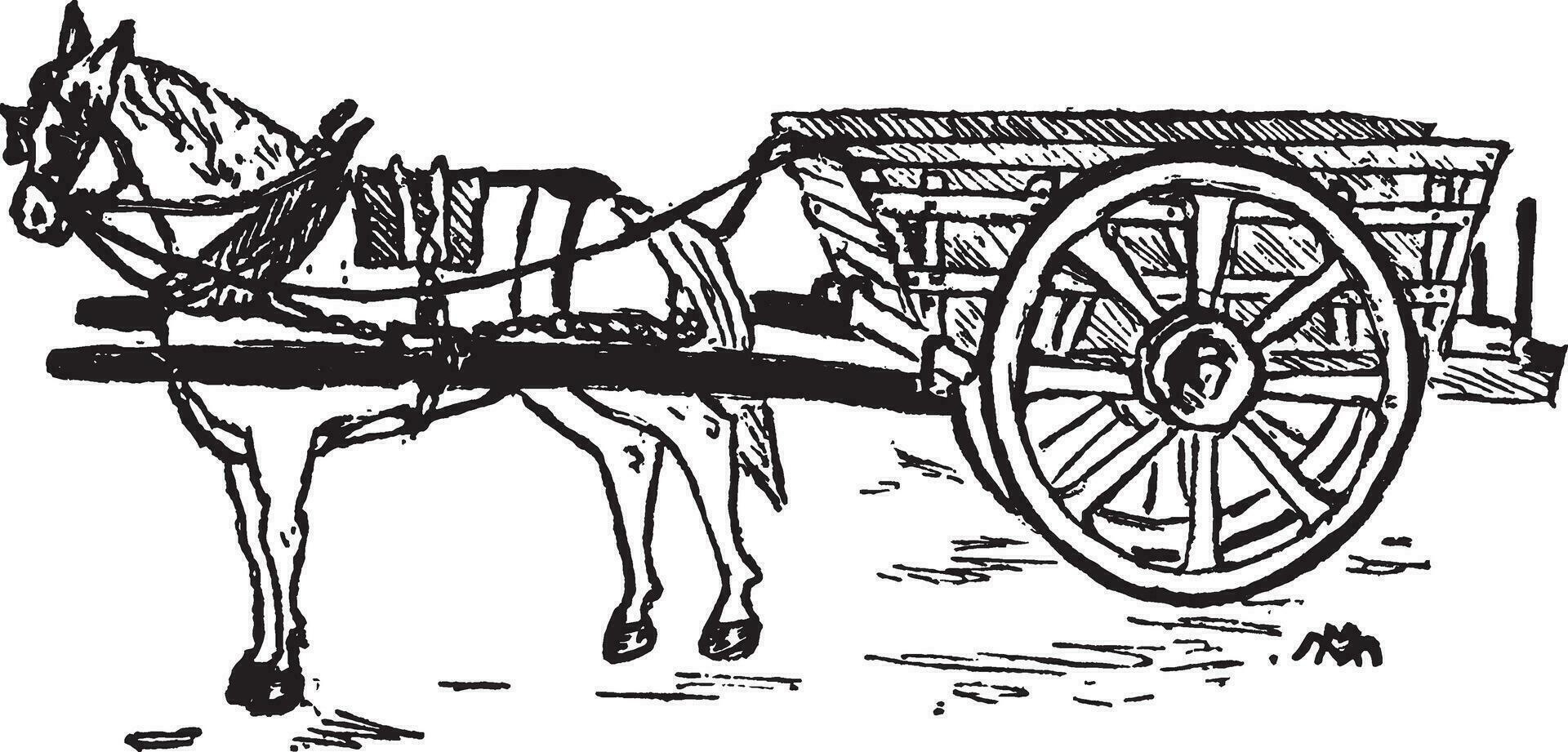 Pferd und Wagen, Jahrgang Illustration. vektor