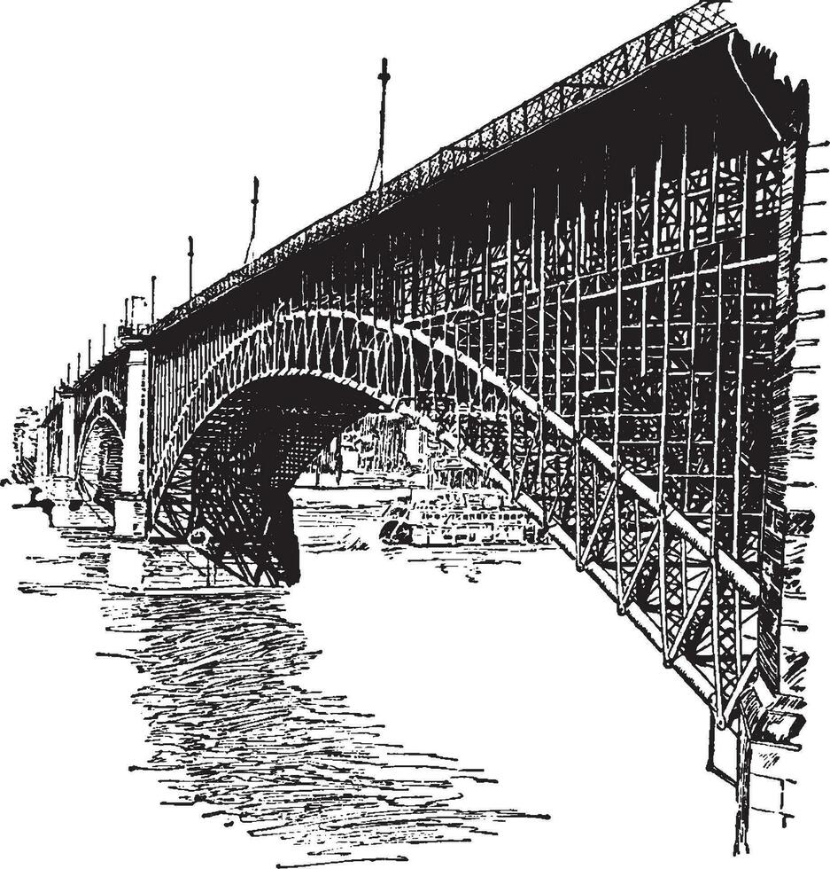 liest Brücke, Jahrgang Illustration. vektor