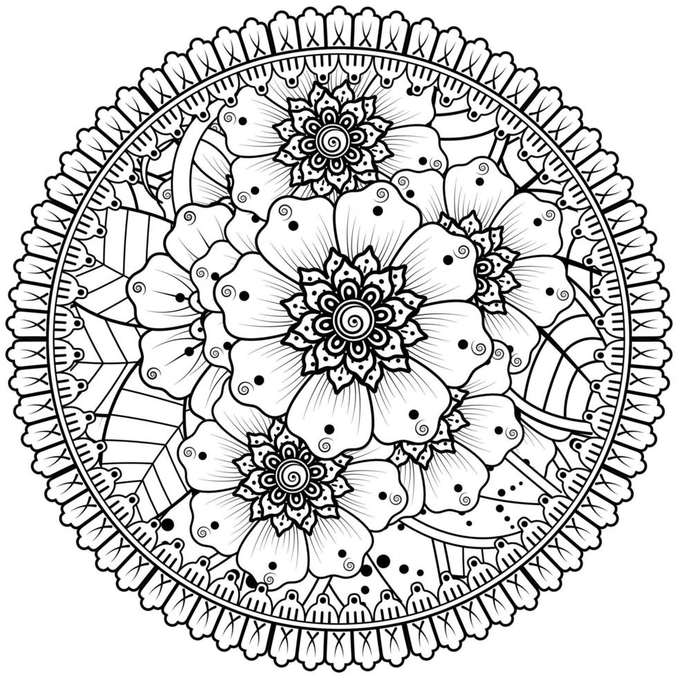 cirkulärt mönster i form av mandala med blomma för henna, mehndi, tatuering, dekoration. vektor