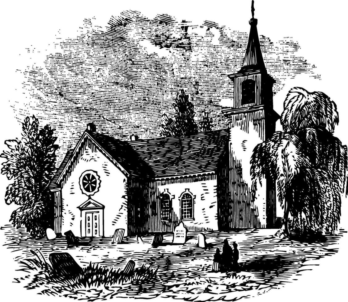 st. john kyrka årgång illustration. vektor
