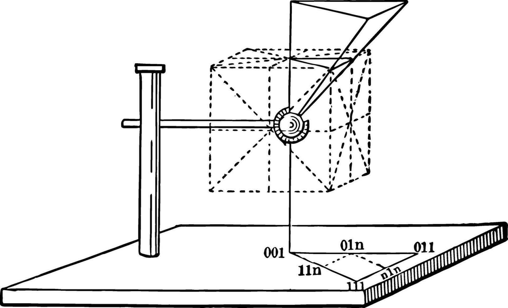 isometrisk holohedral spegel, årgång illustration. vektor