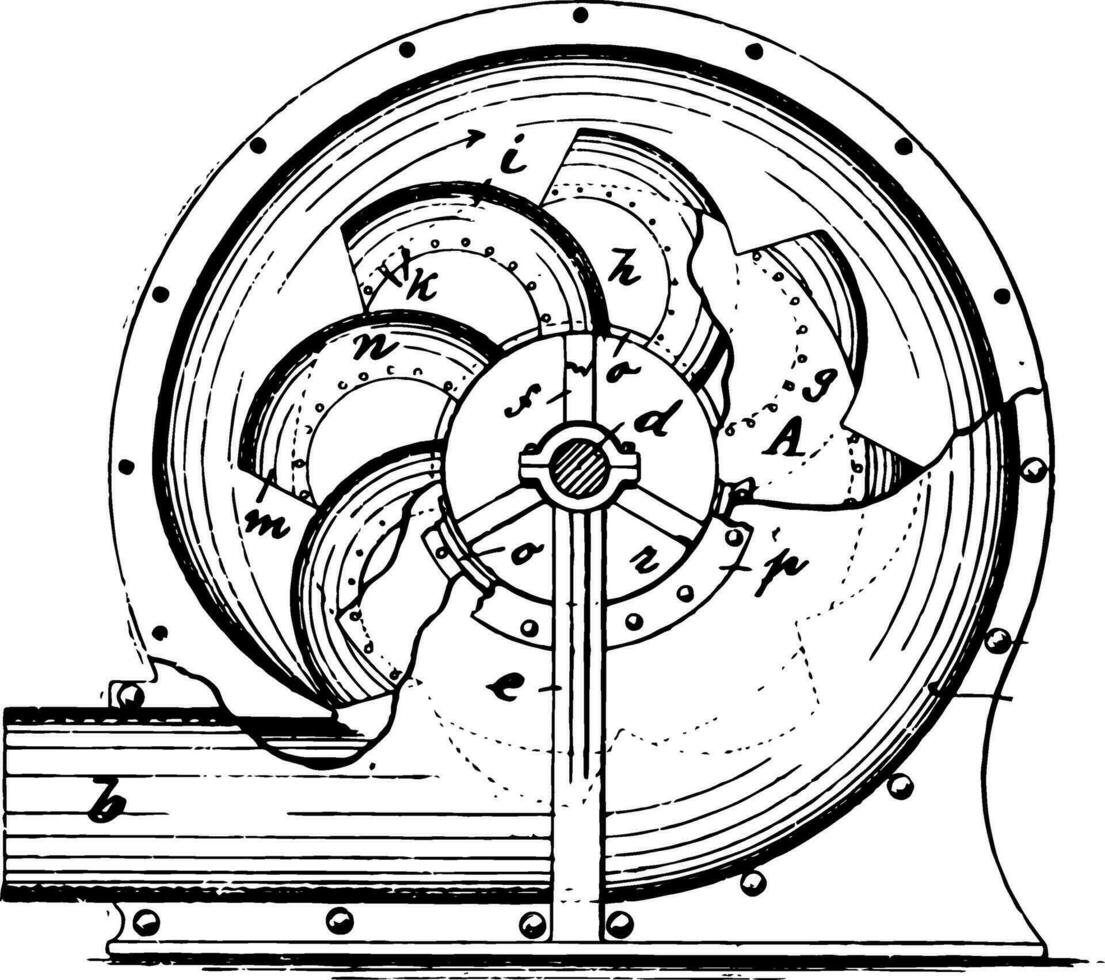 centrifugal blåsare årgång illustration. vektor