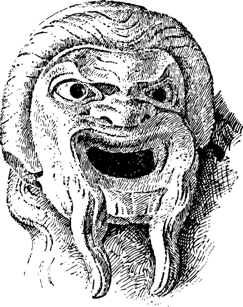 thalia mask från de staty av thalia årgång gravyr. vektor