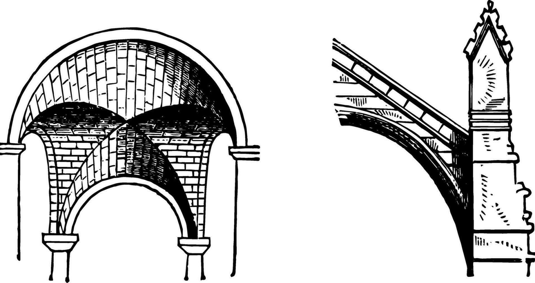 båge arkitektonisk element årgång gravyr. vektor