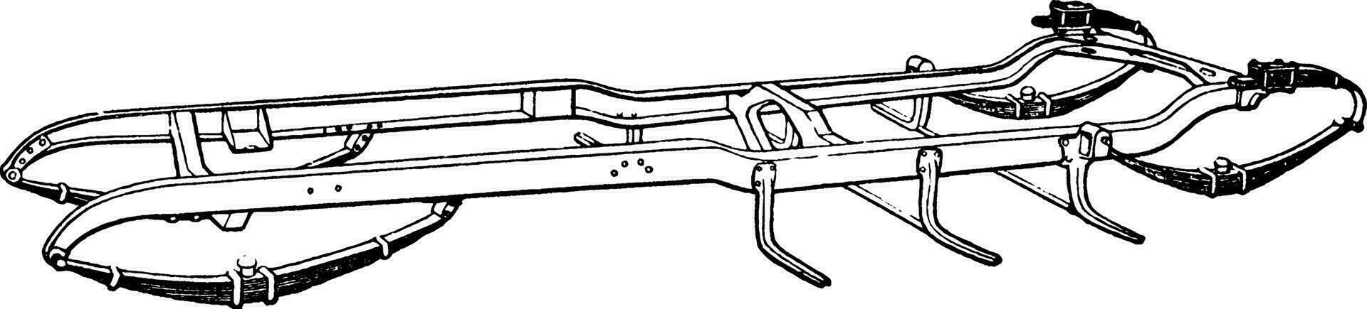 Gebäude ein Automobil Schritt 14 ist elliptisch Federn, Jahrgang Illustration. vektor