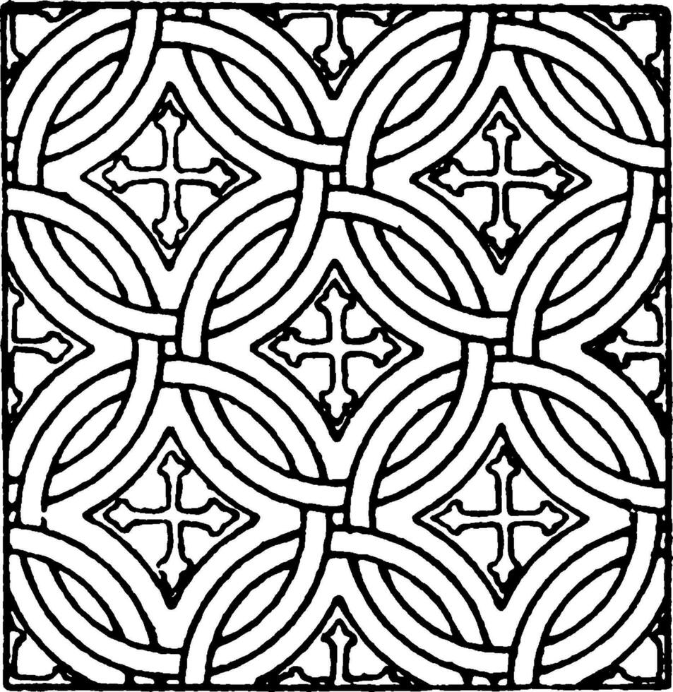 Mosaik Platz Muster ist eingelegt Stücke von Stein oder Holz und Stroh zu machen ein Bild oder Muster, Jahrgang Gravur. vektor