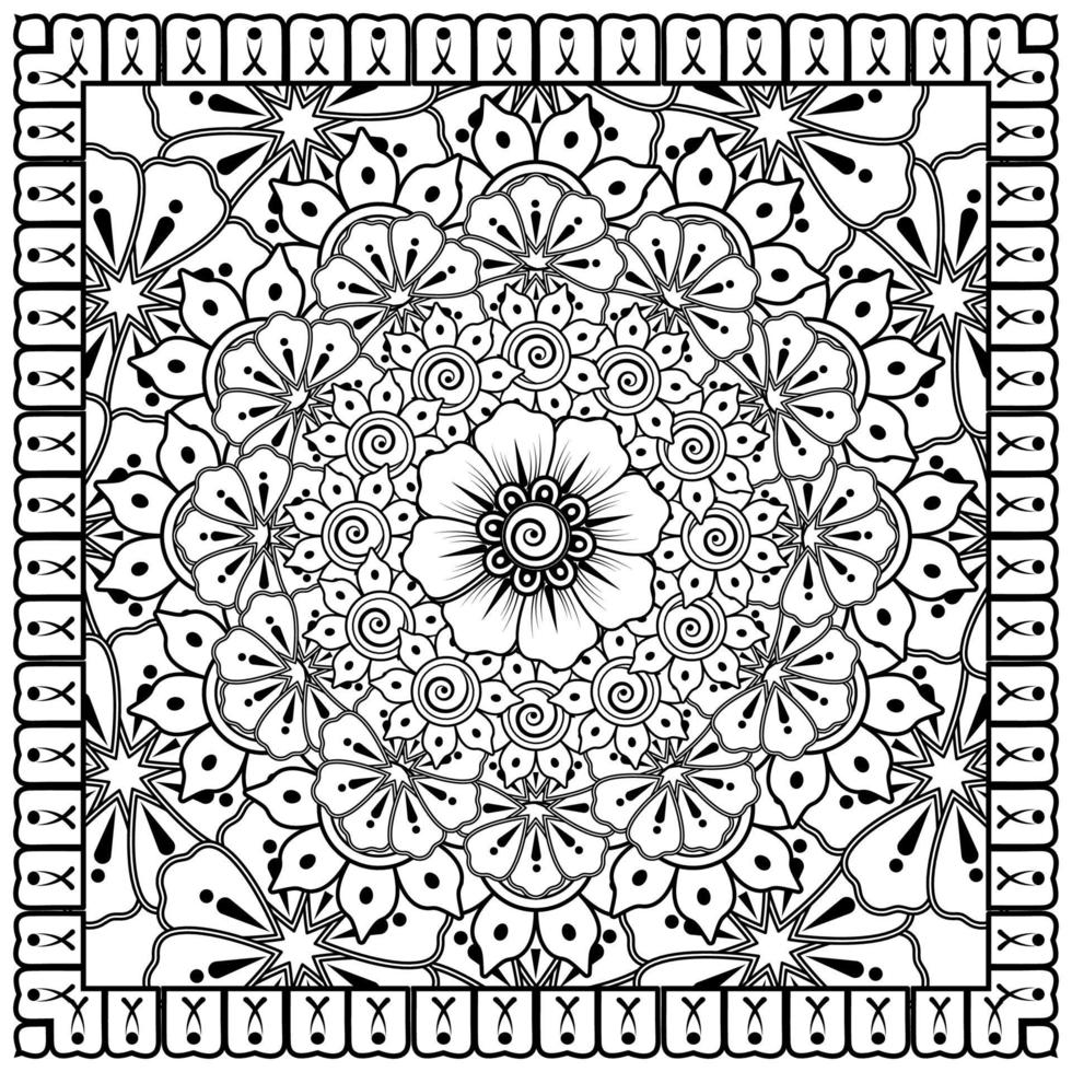 Mehndi Blume dekorative Ornament im ethnischen orientalischen Stil, Doodle Ornament, Umriss Hand zeichnen. Malbuchseite. vektor