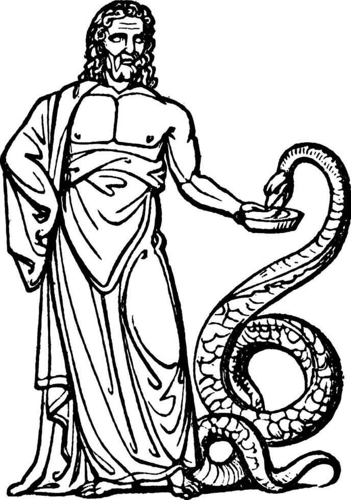 aesculapius årgång illustration. vektor