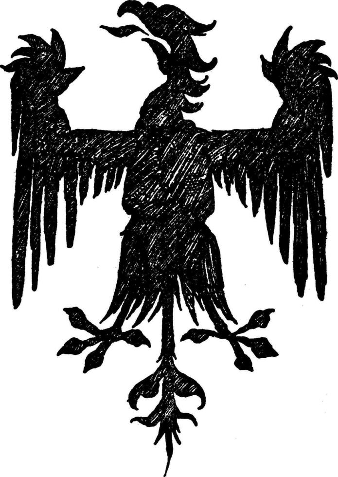 gotisch heraldisch Adler war entworfen durch Französisch Architekt violett-le-duc, Jahrgang Gravur. vektor