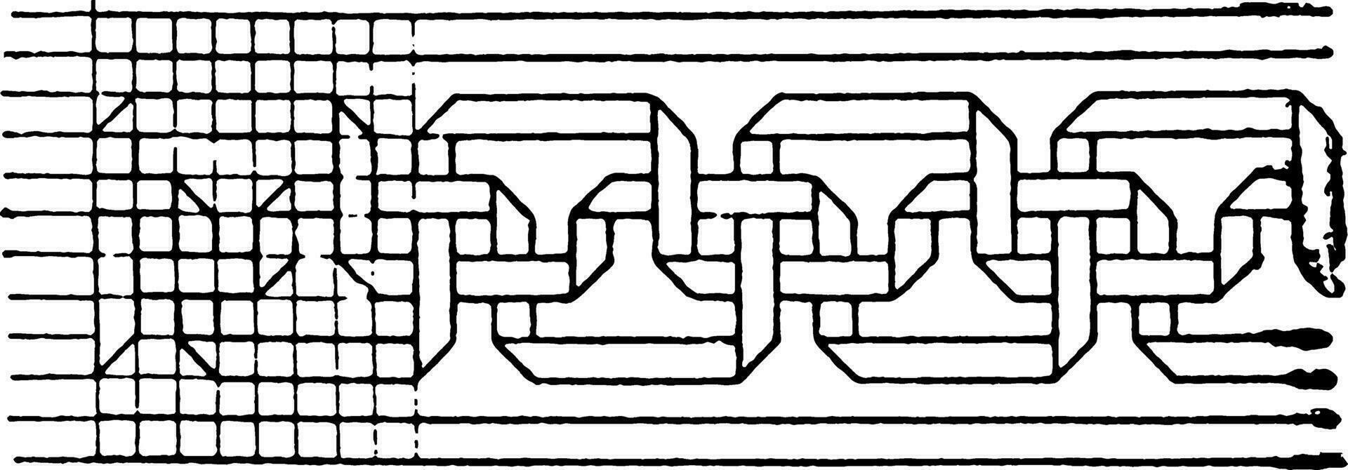 medeltida vik-tejp oroa band har en slingrande mönster den där interlaces, årgång gravyr. vektor