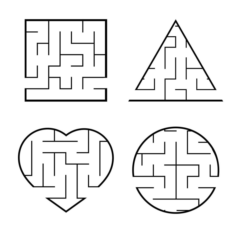 eine Reihe von Labyrinthen. Spiel für Kinder. Puzzle für Kinder. Labyrinth Rätsel. Vektor-Illustration. vektor