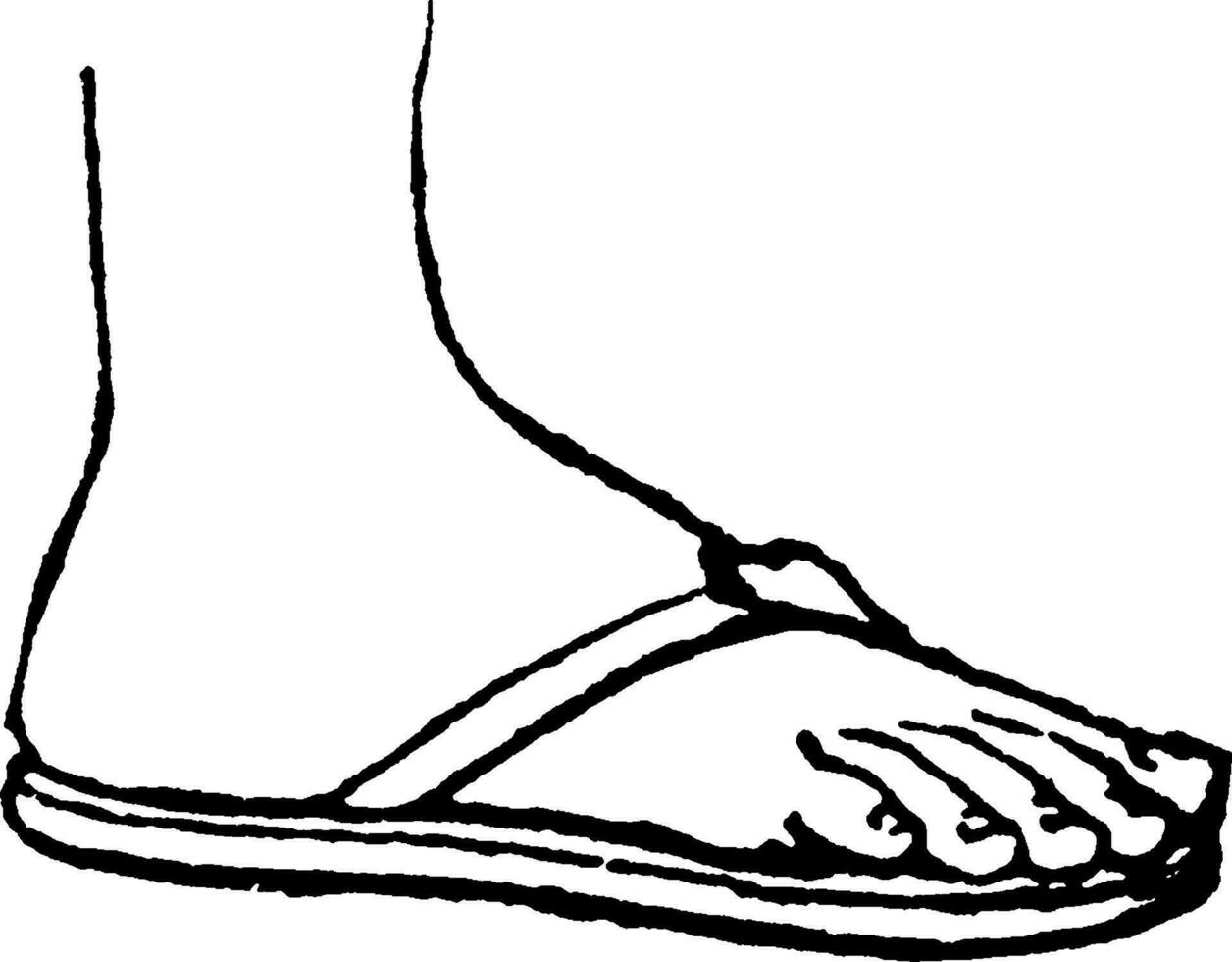 grekisk sandal, gammal Grekland, årgång gravyr. vektor
