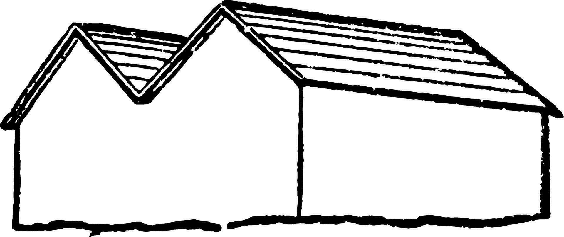 Stil m-Dach Typ, Form, Jahrgang Gravur. vektor