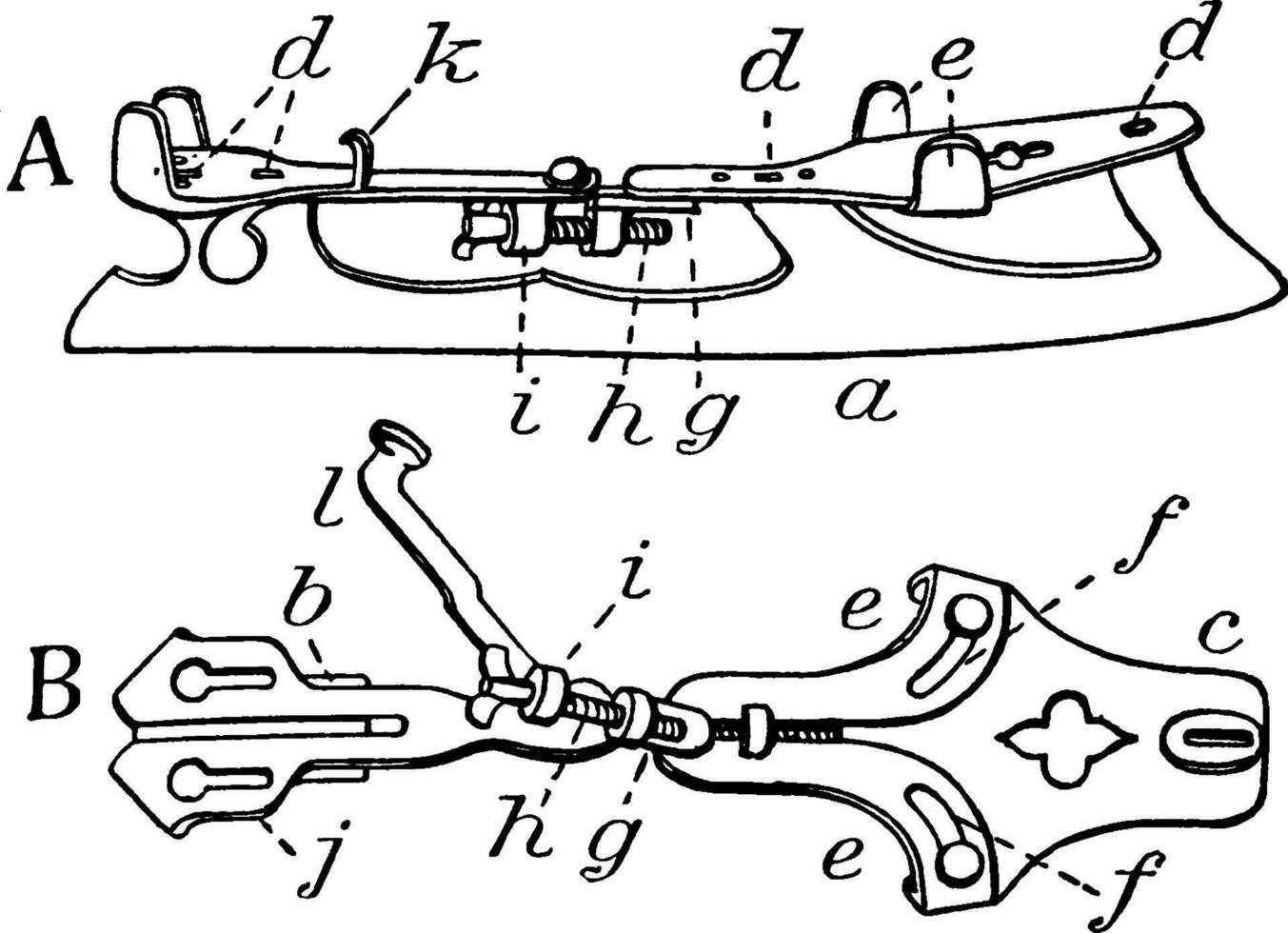 Eis Rollschuhe Komponenten Jahrgang Illustration. vektor