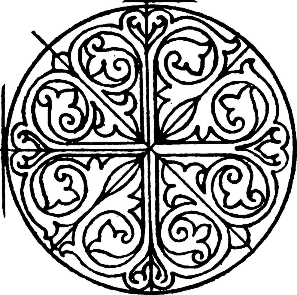 romanesque cirkulär panel är en design hittades på en 12th århundrade manuskript, årgång gravyr. vektor