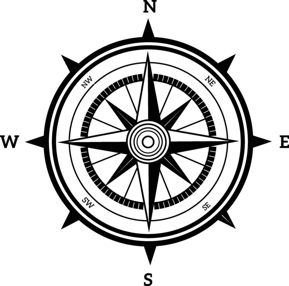 Kompass Symbol. Wind Rose unterzeichnen. Kompass Symbol isoliert auf Weiß Hintergrund. Vektor Illustration