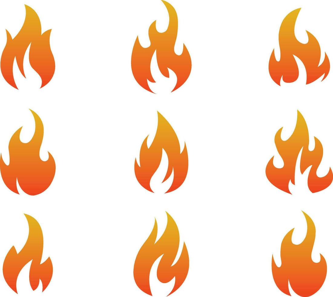 Feuer Flamme Symbol einstellen Symbol von Feuer. Sammlungen von Feuer. vektor