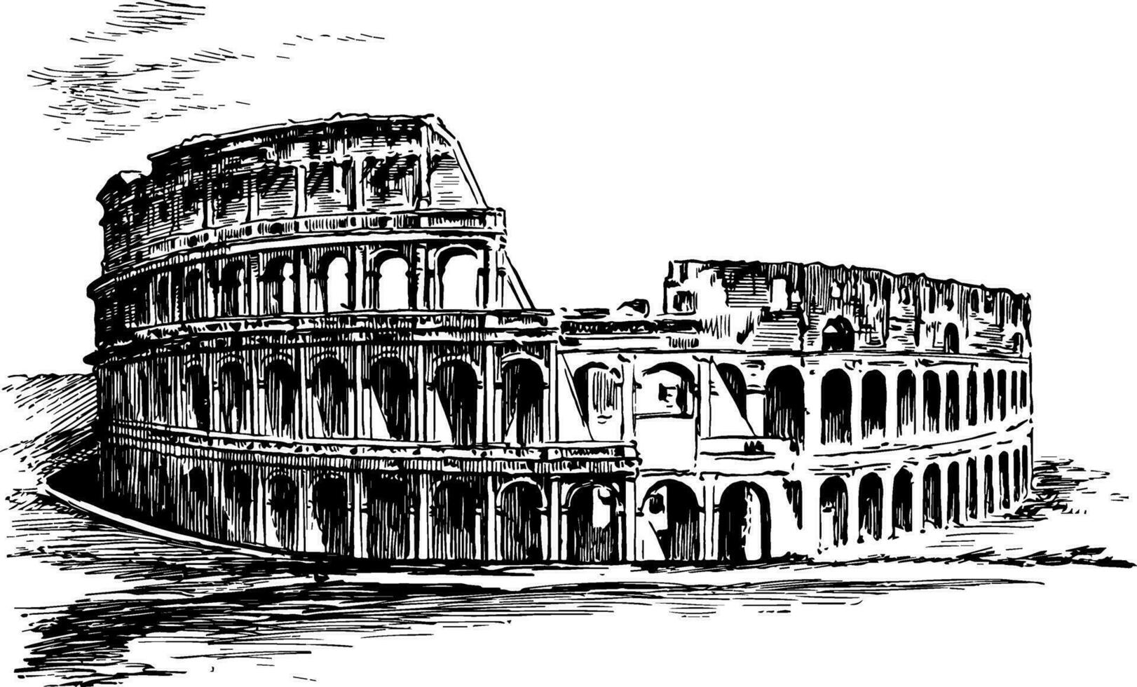 Colosseum, ett illustration av de roman, årgång gravyr. vektor